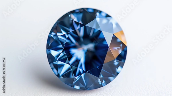 Fototapeta Gemstone,Shiny blue sapphire on white background, bright light shiny luxury blue sapphire on white background. A close-up of the king of gemstones, a large shiny  that shines brightly. For Jewelry. 