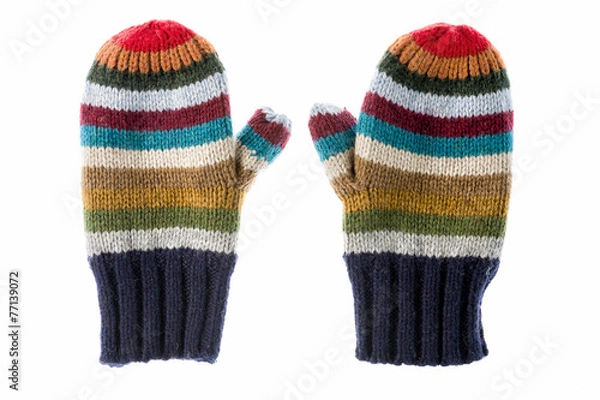 Fototapeta Varicolored striped mittens