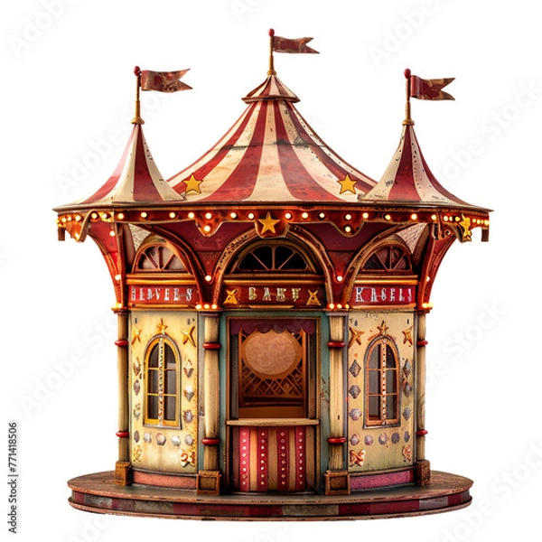 Fototapeta Circus Ticket Booth, transparent background, isolated image, generative AI