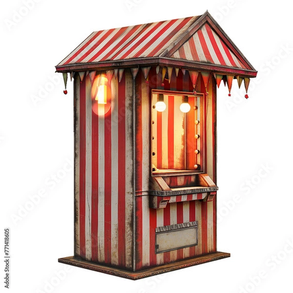 Fototapeta Circus Ticket Booth, transparent background, isolated image, generative AI