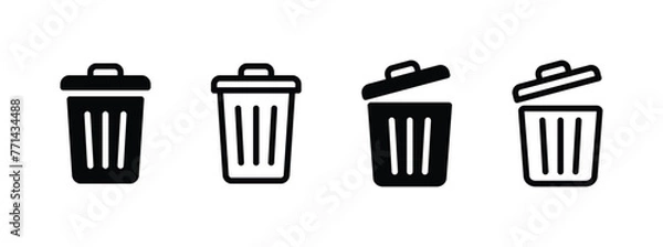 Obraz Trash Can Icon Set - Empty and Full Waste Bin Symbols