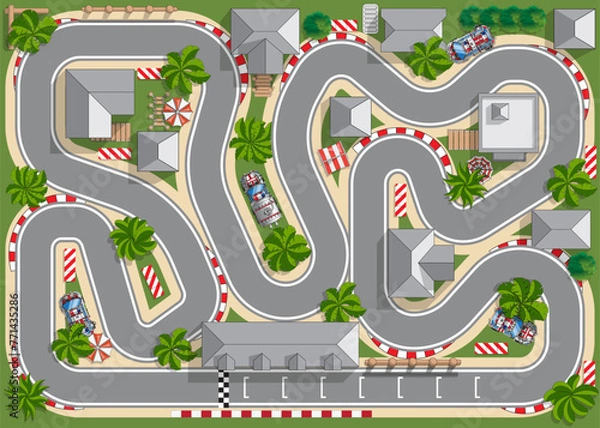 Obraz Race track. View from above. Vector illustration.