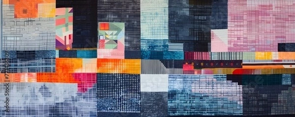 Obraz Tech Inspired Tapestry Vibrant Geometric Patterns Woven by a Solution Architect s