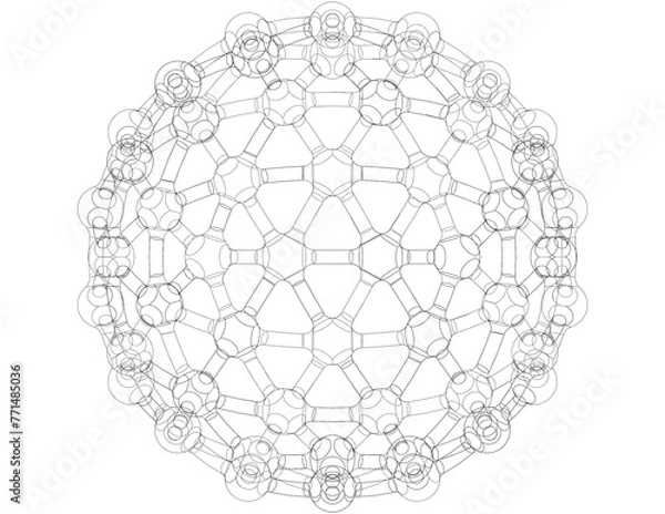 Fototapeta Geodesic Structure with Atoms 3D print model
