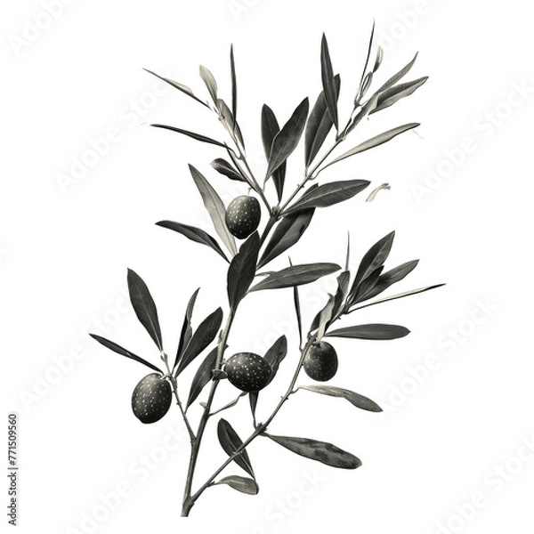 Obraz Olive Branch sketch Drawing, Vintage Sketch Art Neutral, black and white only