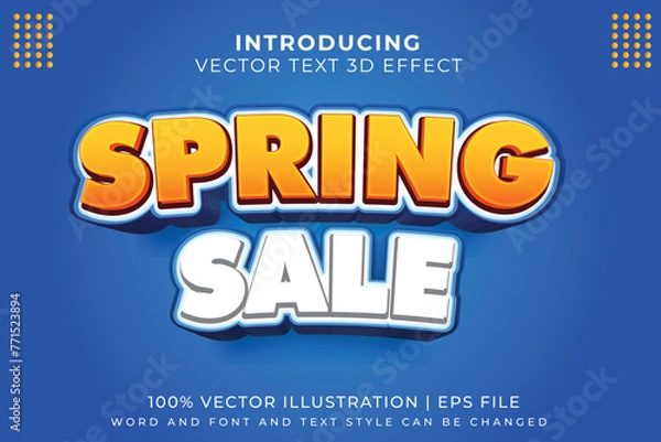 Fototapeta Customizable 3D text effect - Spring Sale cartoon style 3D premium vector