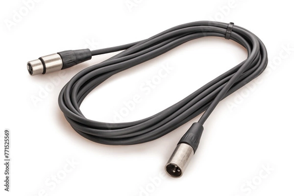 Fototapeta audio xlr cable path isolated on white