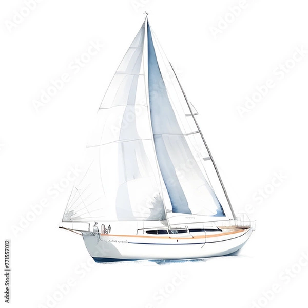 Fototapeta sailboat watercolor illustration isolated transparent background