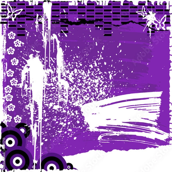 Fototapeta Grunge floral vector design. Violet.