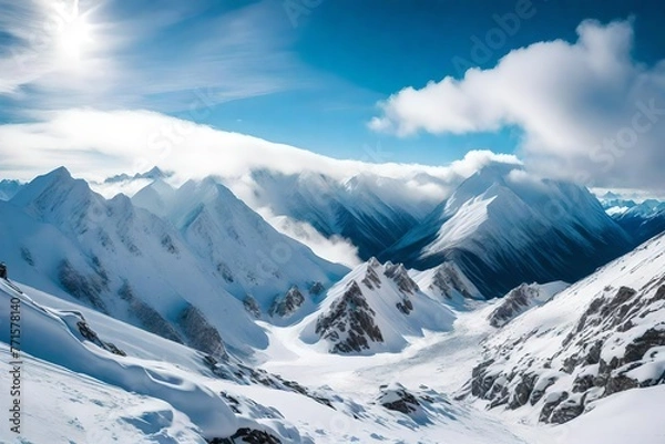 Fototapeta views of snow inside mountains with white snow colors.