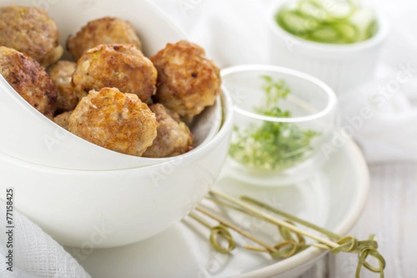 Obraz Minced meat ball in bowl