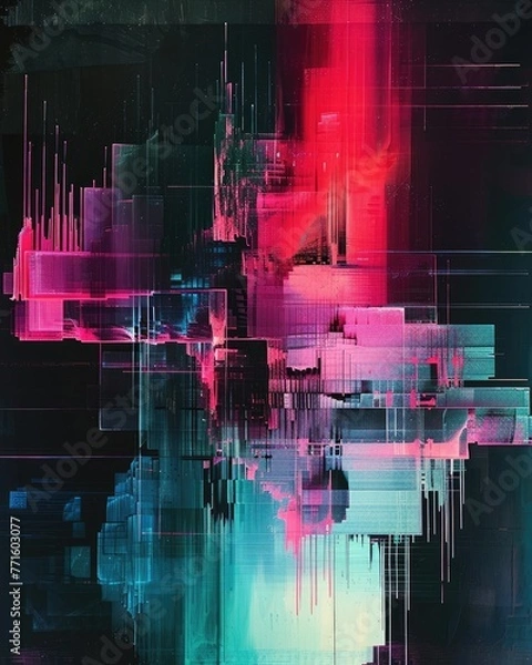 Obraz Abstract glitchy digital geometric art background