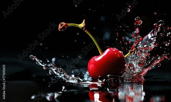 Obraz cherry in water splash