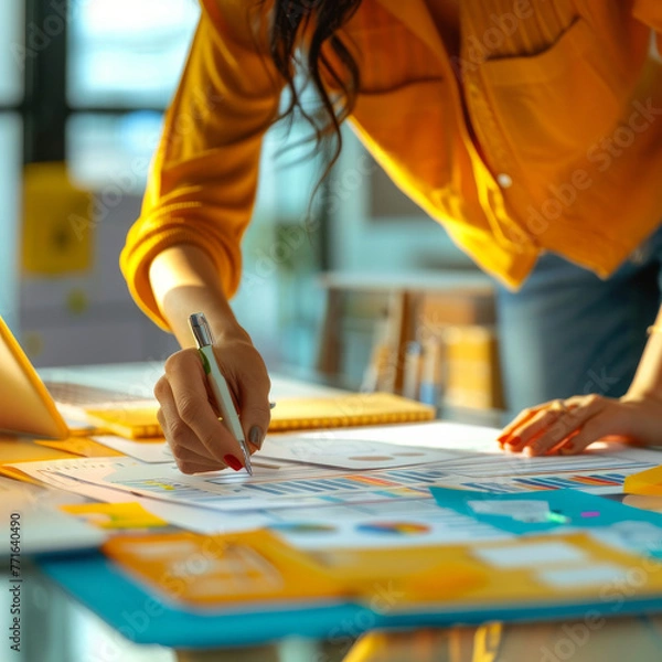 Obraz Person working and writing