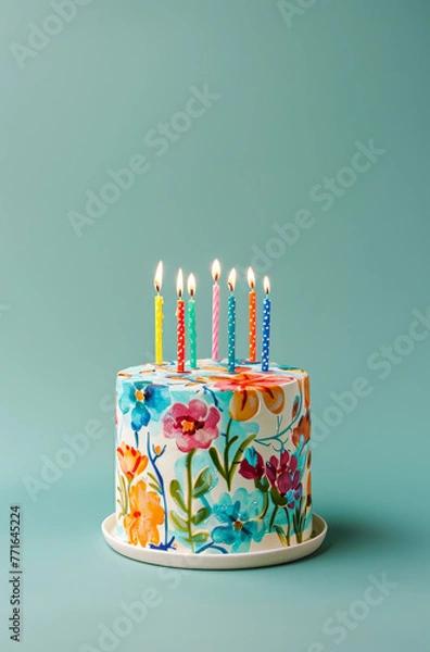 Obraz Birthday cake with candles