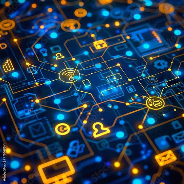 Obraz circuit board with Digital icons
