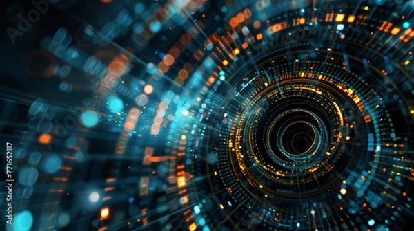 Fototapeta A spiral of bright colors and dots that looks like a tunnel