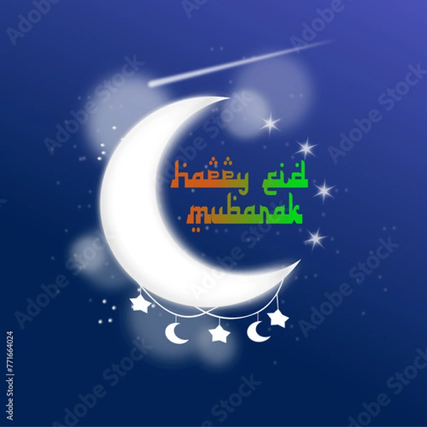 Fototapeta happy Al - fitr   moon and stars vector art