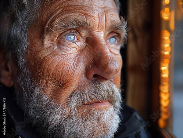 Fototapeta Old man closeup face