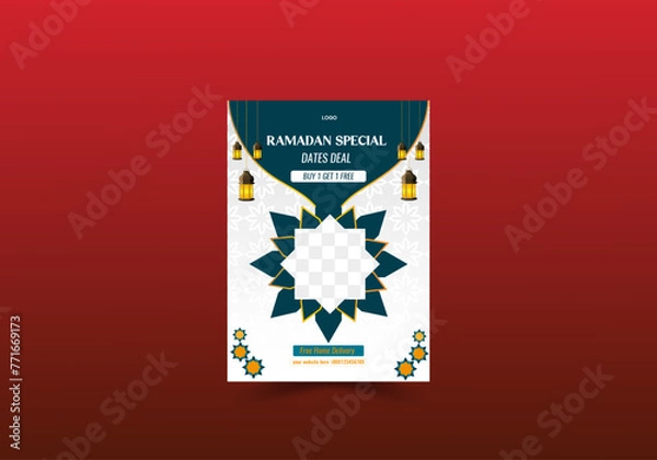 Obraz modern new white background Ramadan flyer design template.