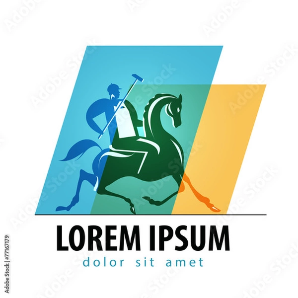 Fototapeta Polo game vector logo design template. polo player or sports