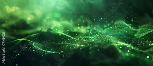 Fototapeta Abstract green energy flow hydrogen concept minimalist design