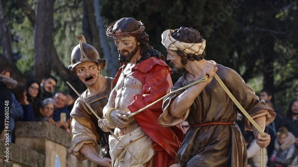 Obraz Holy week procession in Spain. Image of Jesus Christ during the holy week of spain