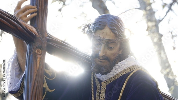 Fototapeta Holy week procession in Spain. Image of Jesus Christ during the holy week of spain