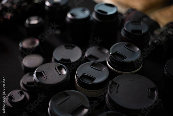 Obraz Dark camera lenses many