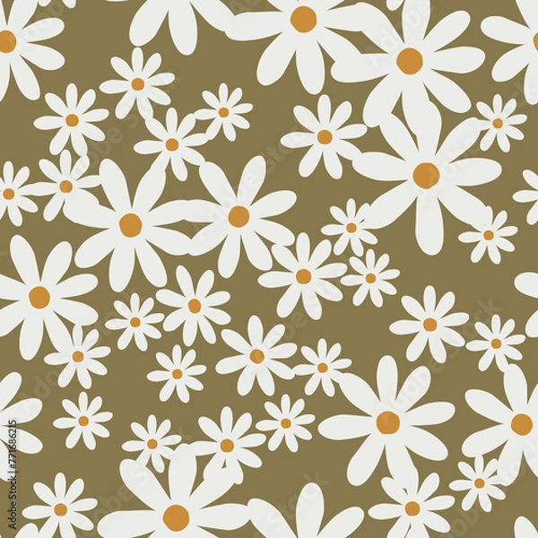 Fototapeta Seamless Vector Pattern with Daisies Flowers