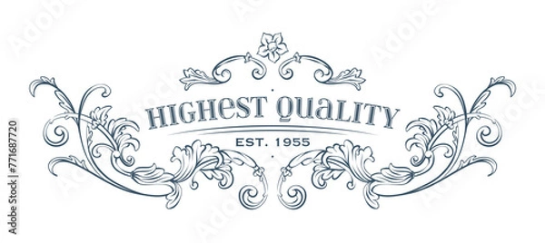 Obraz Luxury decorative vector premium quality label, rococo and baroque style