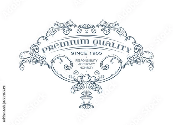 Obraz Luxury decorative vector premium quality label, rococo and baroque style