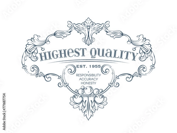 Obraz Luxury decorative vector premium quality label, rococo and baroque style