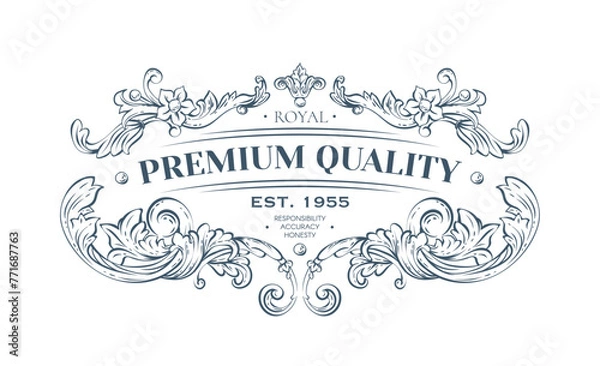 Obraz Luxury decorative vector premium quality label, rococo and baroque style