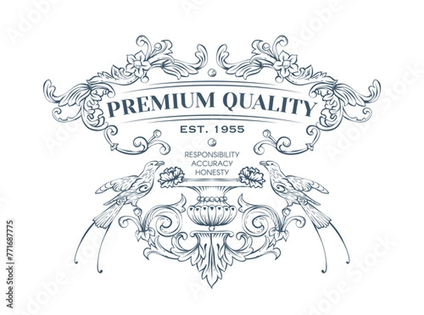 Obraz Luxury decorative vector premium quality label, rococo and baroque style