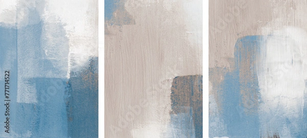 Fototapeta Three beautiful acrylic paintings. Versatile artistic image for creative design projects: posters, cards, banners, magazines, prints and wallpapers. Artist-made art.