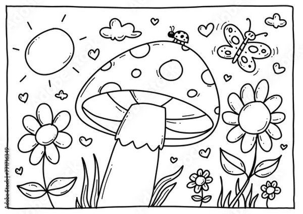 Obraz Ausmalbild Pilz