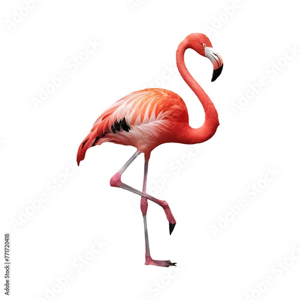 Fototapeta Pink flamingo bird exotic flamingo cut out png isolated on transparent background