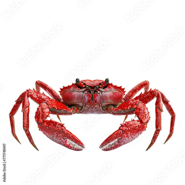 Fototapeta Crawling Crab Stuffed in Red Color on transparent or white background