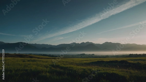 Fototapeta landscape with mountains and fog