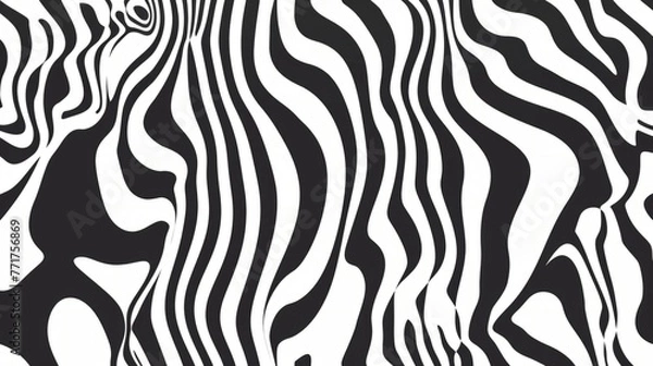 Fototapeta Abstract Black and White Wavy Lines Background