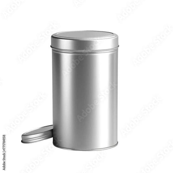 Obraz a silver metal tin can on Isolated transparent background png. generated with AI