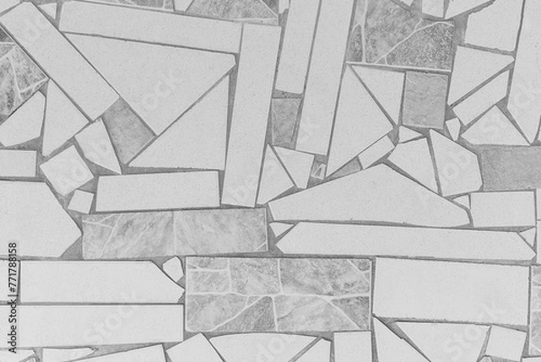 Obraz Light Gray Paving Stone Floor Tile Street Pattern Texture Background Mosaic Urban Road Ceramic Top View