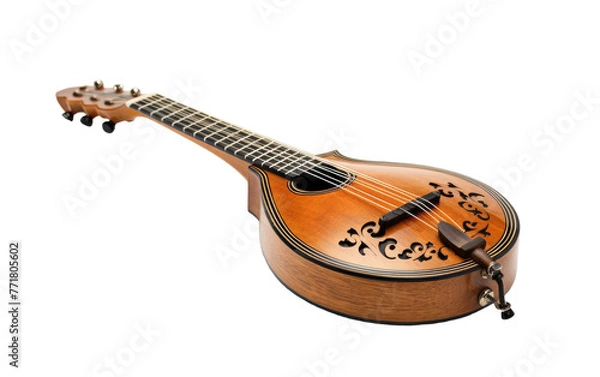 Fototapeta A ukulele rests elegantly on a pristine white background, emanating musical charm