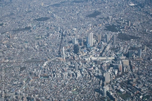 Obraz 飛行機から俯瞰した東京の街並み