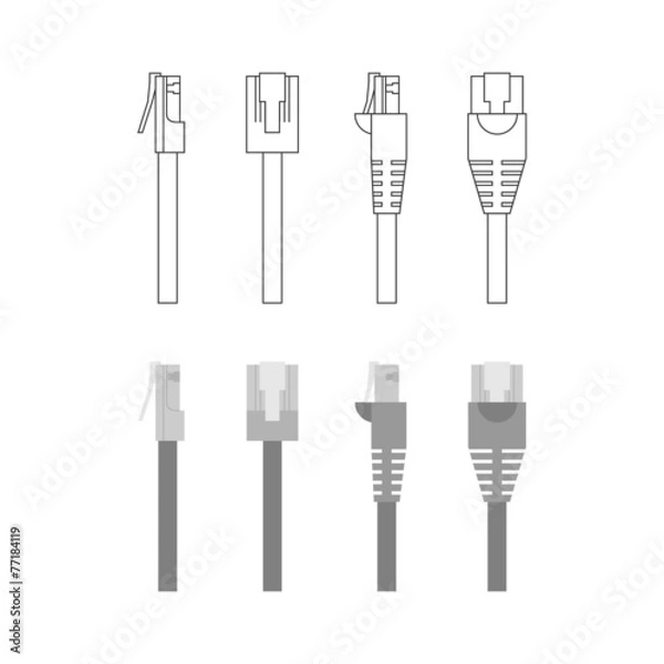 Fototapeta Vector set of ethernet connectors