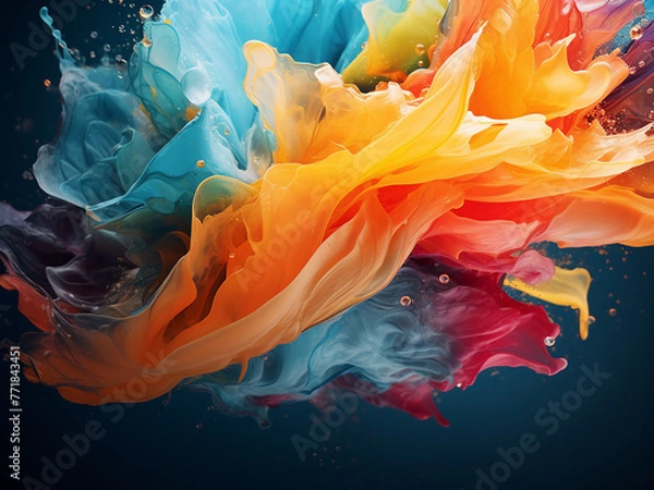 Fototapeta Abstract wave on canvas evokes fluidity and free-spirited creativity.