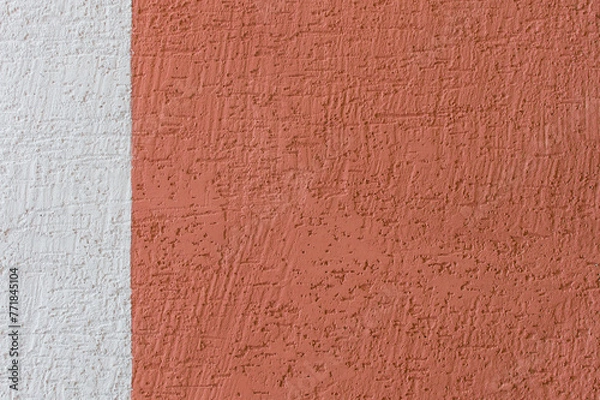Obraz Wall two colors plaster brown paint and white surface stucco texture background abstract design blank space text empty