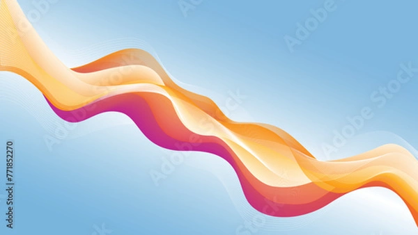 Fototapeta Abstract wave Gradient blue and orange contrast colors. For vector art design with a web banner background	
