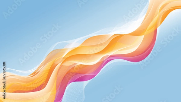 Fototapeta Abstract waves Gradient blue and orange contrast colors. For vector art design with a web banner background	
